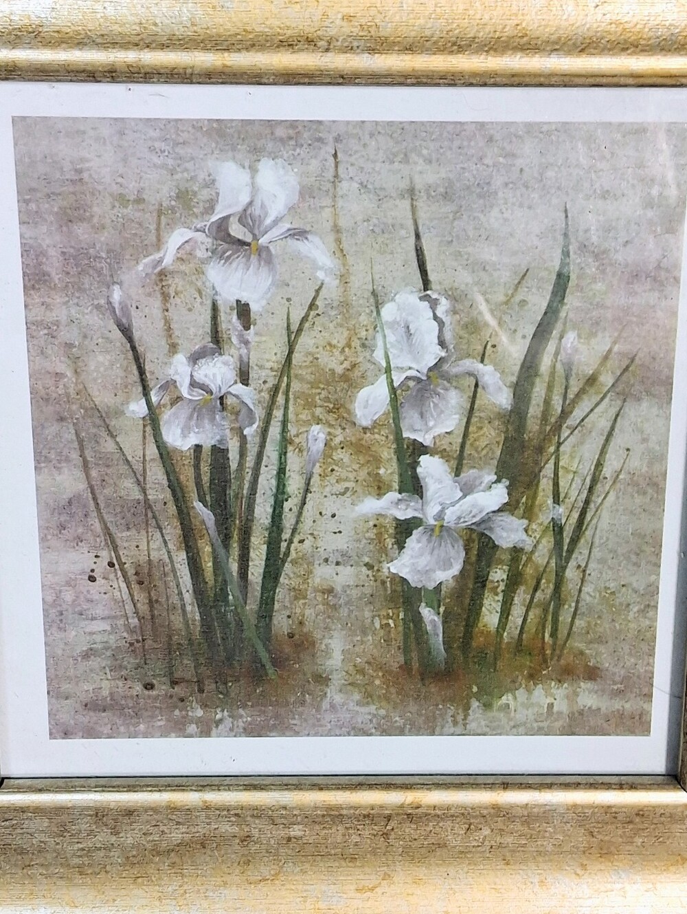 Cheri Blum Y2k White Flowers/Green Stalks Botanical 9.5" Framed Painting